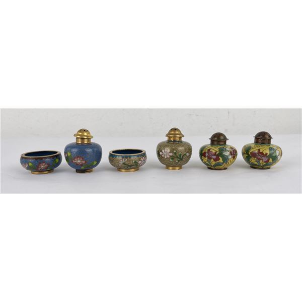 Collection of Antique Cloisonne Salt and Peppers