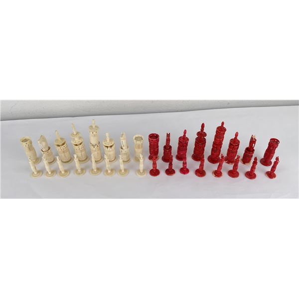 Antique Japanese Bone Chess Set