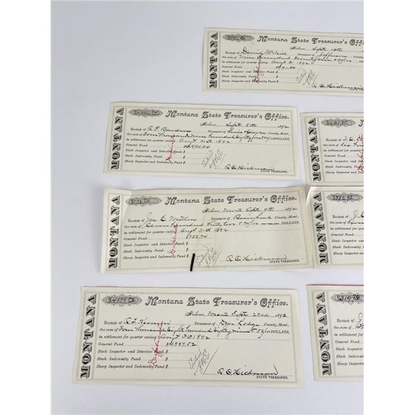 1892 Montana State Treasurers Checks