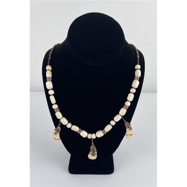 Montana Indian Made Elk Tooth Necklace