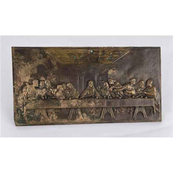 Antique Bronze Last Supper Plaque
