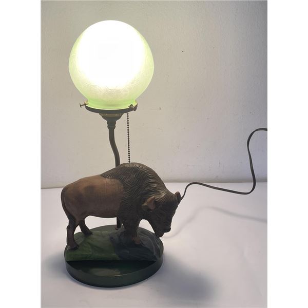 Art Deco Chalkware Buffalo Lamp