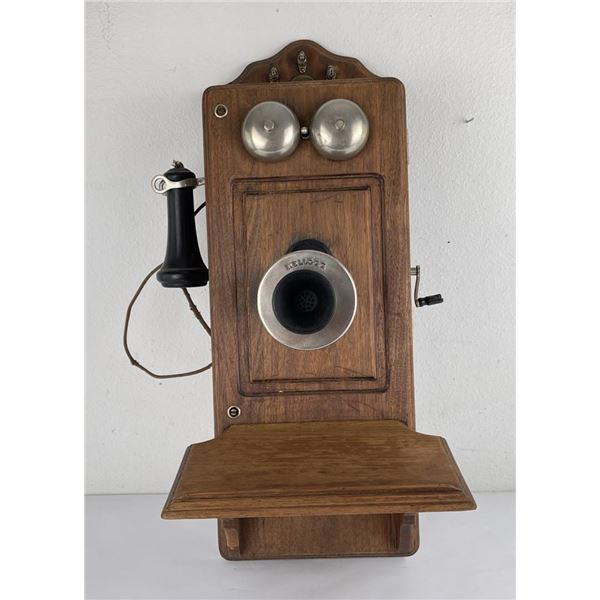 Antique Kellogg Oak Crank Wall Telephone