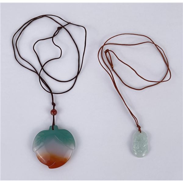 Pair of Carved Chinese Jade Necklaces