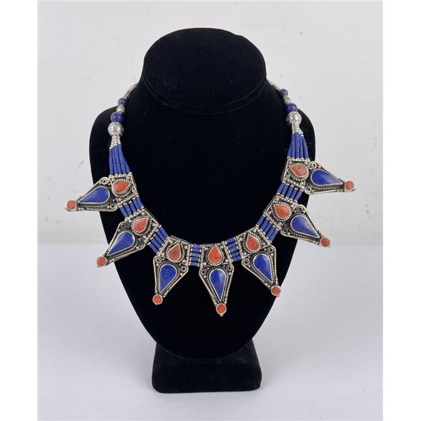 Tibetan Lapis Lazuli and Coral Necklace