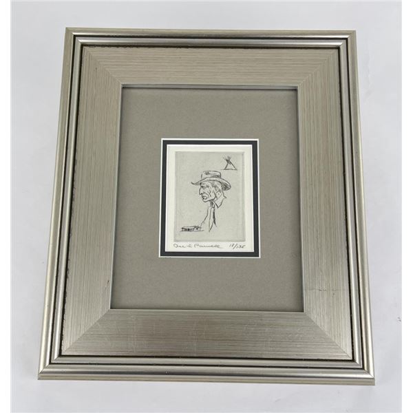 Ace Powell Etching Cowboy Indian