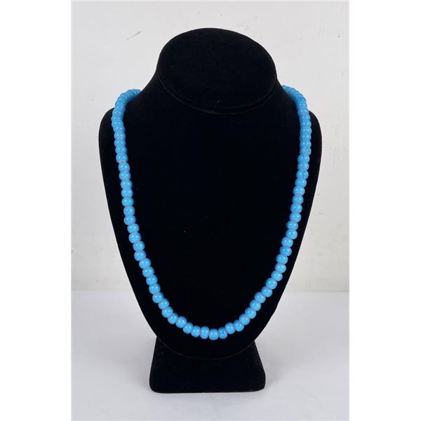 Blue White Heart Indian Trade Bead Necklace