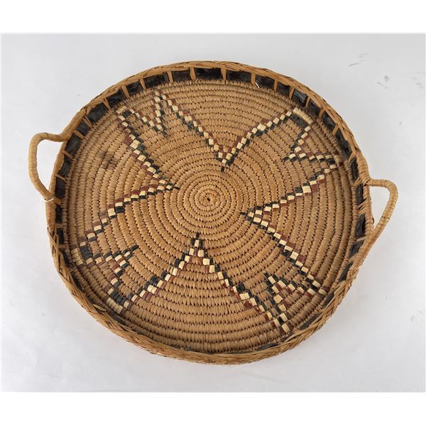 Salish Indian Round Handled Basket Tray