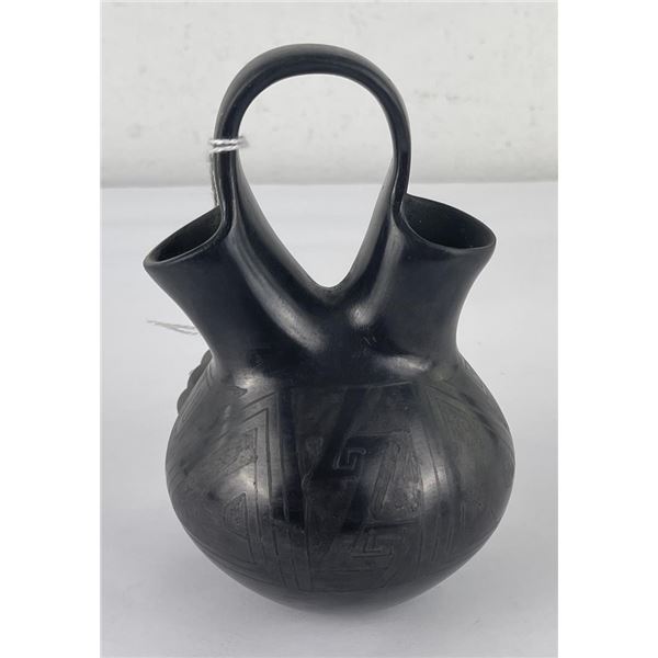 Mata Ortiz Blackware Pottery Wedding Vase Pot
