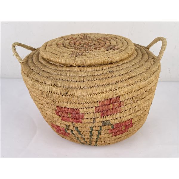Alaskan Eskimo Inuit Indian Lidded Basket