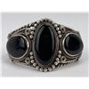 Image 1 : Large Navajo Sterling Silver Jet Bracelet