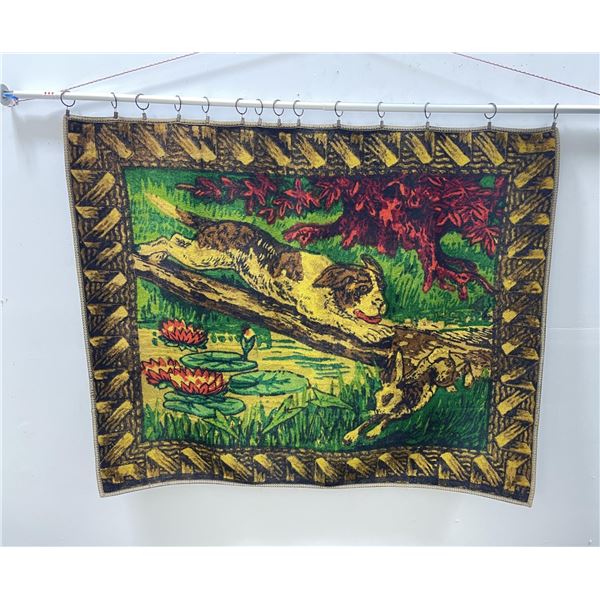 Antique Rabbit Hunt Wool Sleigh Lap Blanket