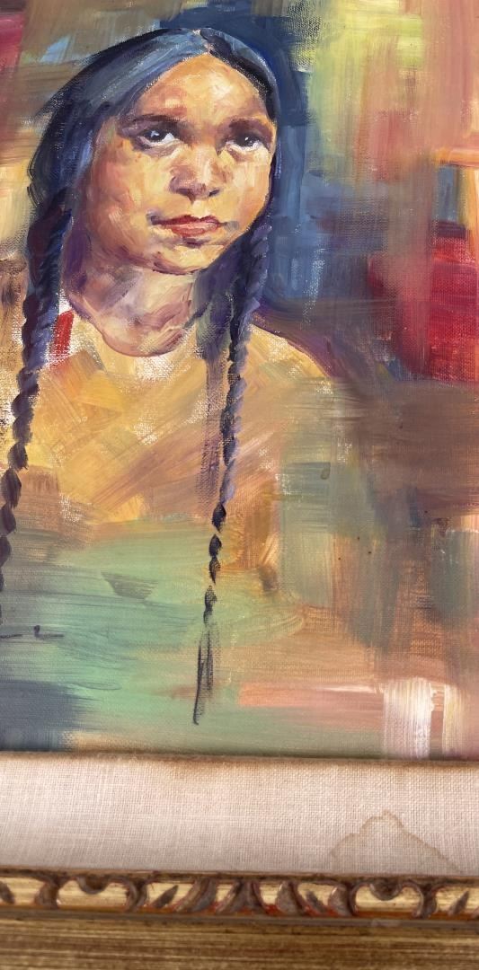 Ace Powell Montana Oil on Board Indian Painting