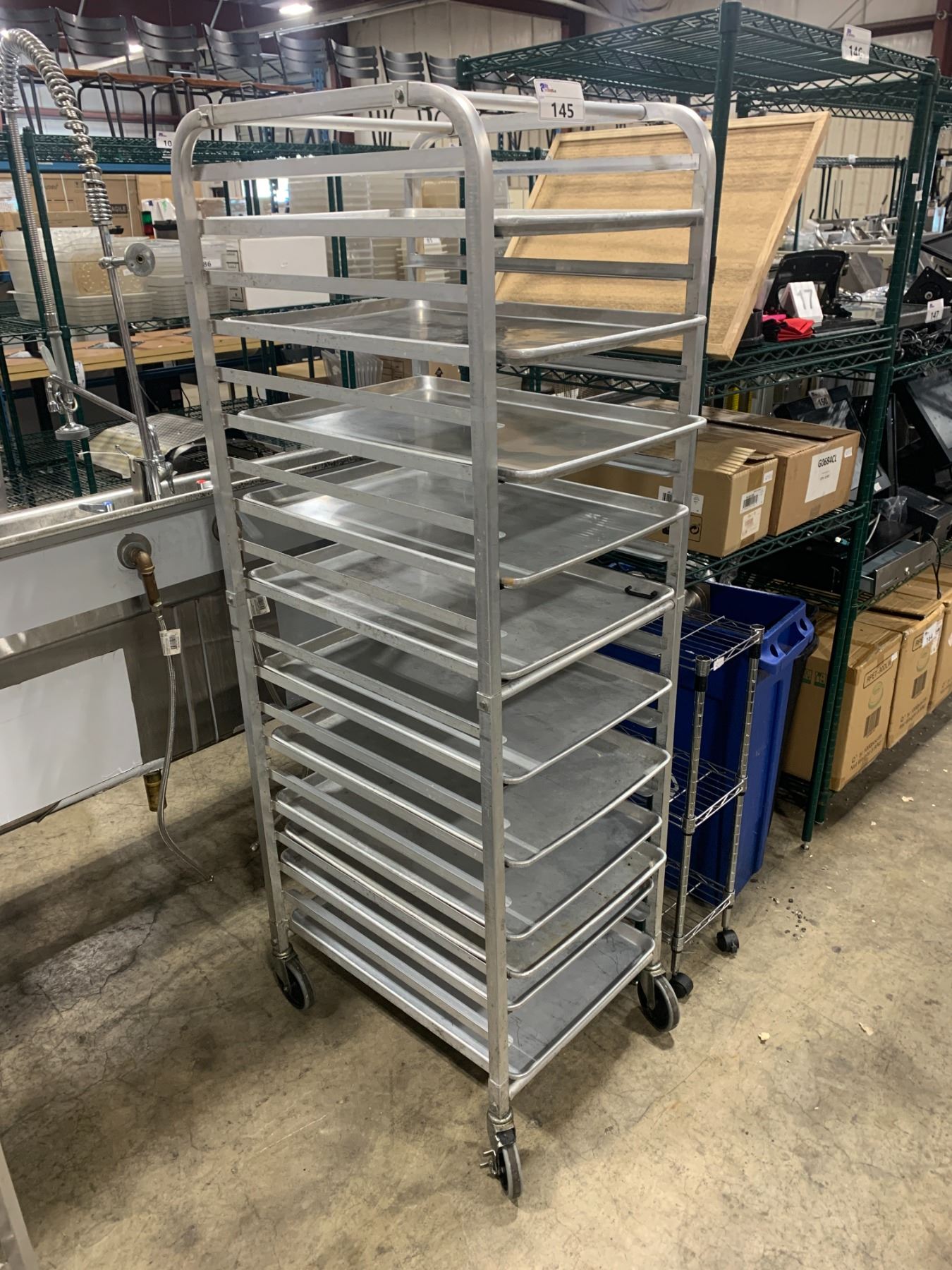 ALUMINUM MOBILE COMMERCIAL 20 TIER BAKERS RACK WITH 11 COMMERCIAL ...
