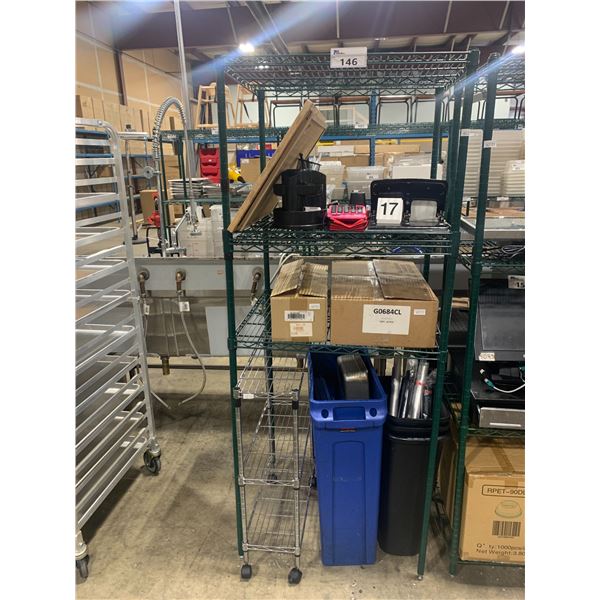 GREEN METRO STYLE 4 TIER METAL COATED RACK WITH SMALL ROLLING RACK ...