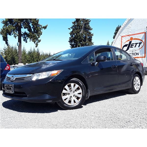 B6 --  2012 HONDA CIVIC LX, BLACK, 115,905 KMS