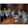 Image 3 : 3 Shelves of Silver & Gold Anniverary glass ware