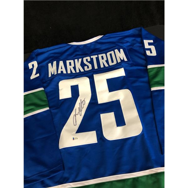 JACOB MARKSTROM SIGNED FRAMING HOCKEY JERSEY (BECKETT COA)