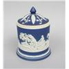 Image 1 : Adams Hunt Motif Blue Jasper Biscuit Barrel