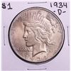 Image 1 : 1934-D $1 Peace Silver Dollar Coin