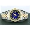 Image 4 : Rolex Men's Two Tone Blue Vignette Pyramid Diamond Datejust Wristwatch