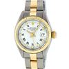 Image 1 : Rolex Ladies Two Tone White Index Oyster Band Fluted Date Wristwatch