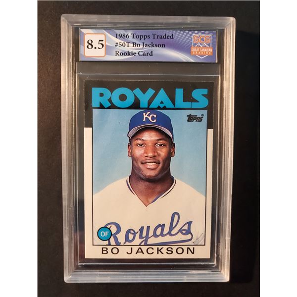 1986 Topps Traded Bo Jackson RC (GCG 8.5)