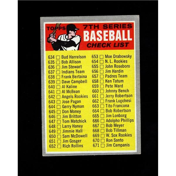 1970 Topps #588 7th Series Checklist
