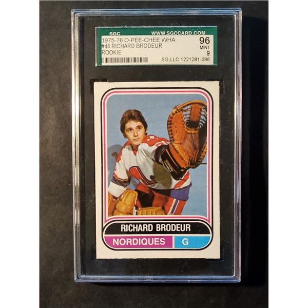 1975-76 O-Pee-Chee #44 Richard Brodeur RC MINT! (SGC 9)
