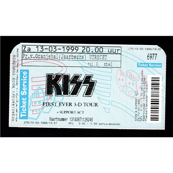 Full unused Kiss ticket, March 3, 1999, Netherlands