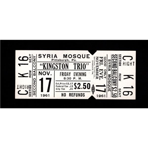 Kingston Trio - Unused Ticket 1961