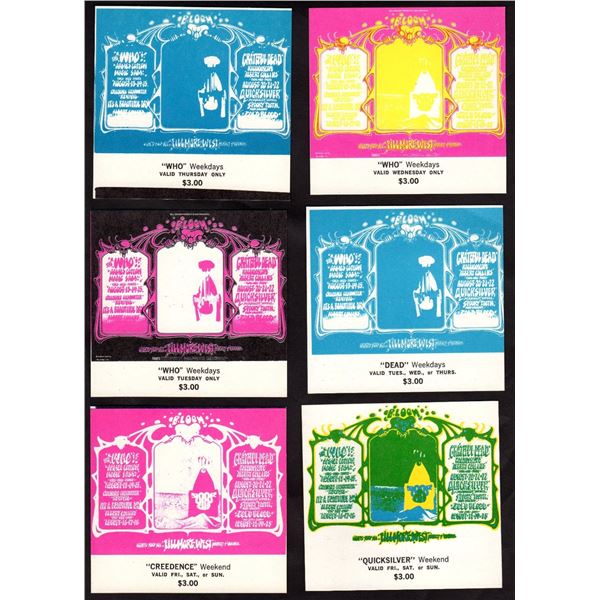 The Who & Grateful Dead - 1968 Complete Unused Ticket Set!