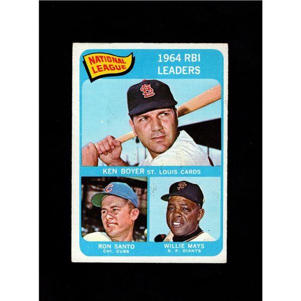 1965 O-Pee-Chee #6 NL RBI Ldrs - Boyer, Santo, Mays