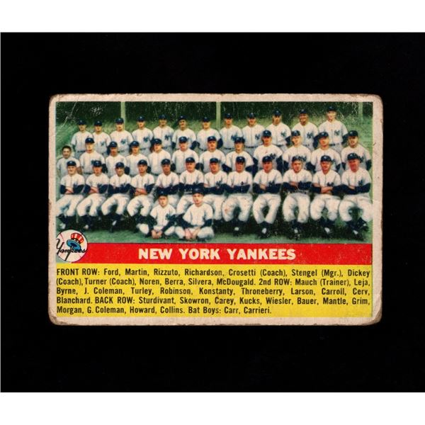 1956 Topps #251 NY Yankees Team Card