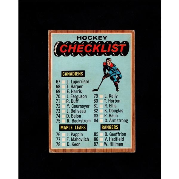 1966-67 Topps #120 Checklist (unmarked!)