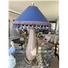 Image 4 : Table Lamp with Tassled Shade With Decoractive Brass Flowers Wrapped Around Base