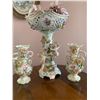 Image 2 : Porcelian Decorative Vase and Pedastole Bowl With Beautil Hand Painted Cerubs & Flowers