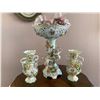 Image 8 : Porcelian Decorative Vase and Pedastole Bowl With Beautil Hand Painted Cerubs & Flowers