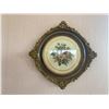 Image 5 : Hand Painted Paper Floral Pattern in Lovely Antique Oval Gilded Frame, & Cross-Stitch Flowers in Rou