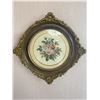 Image 7 : Hand Painted Paper Floral Pattern in Lovely Antique Oval Gilded Frame, & Cross-Stitch Flowers in Rou