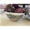 Image 4 : Two Large Decorative Chinese Themed Bowls (Artificial Flowers Included)
