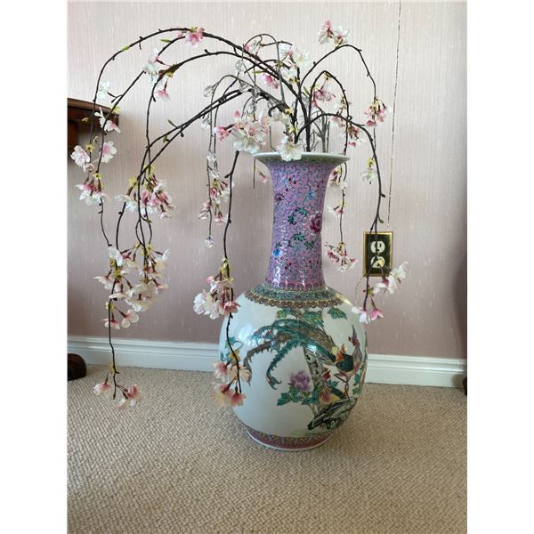 Large Decorative Chinese Vase with Decorative Cherry Blossom Branches