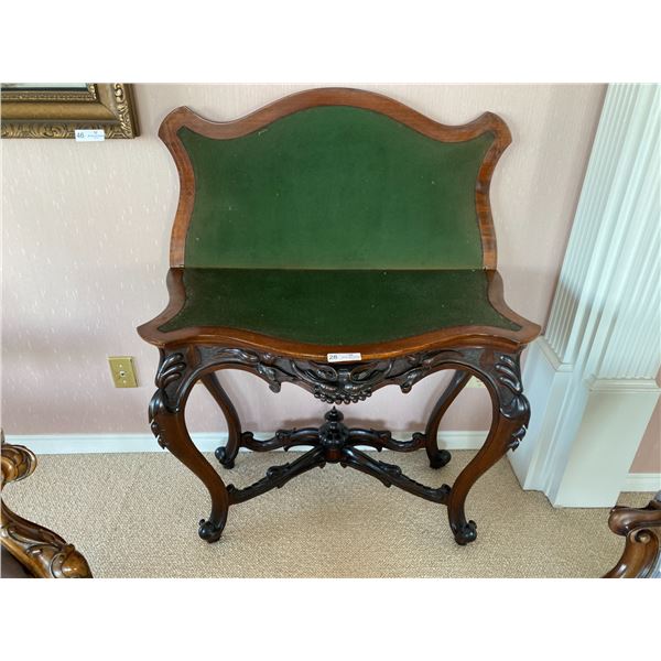 Antique Victorian Wood & Felt Folding Card/Console Table