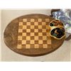 Image 3 : Antique Wood Side/Chess Table & Chess Pieces