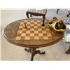Image 4 : Antique Wood Side/Chess Table & Chess Pieces