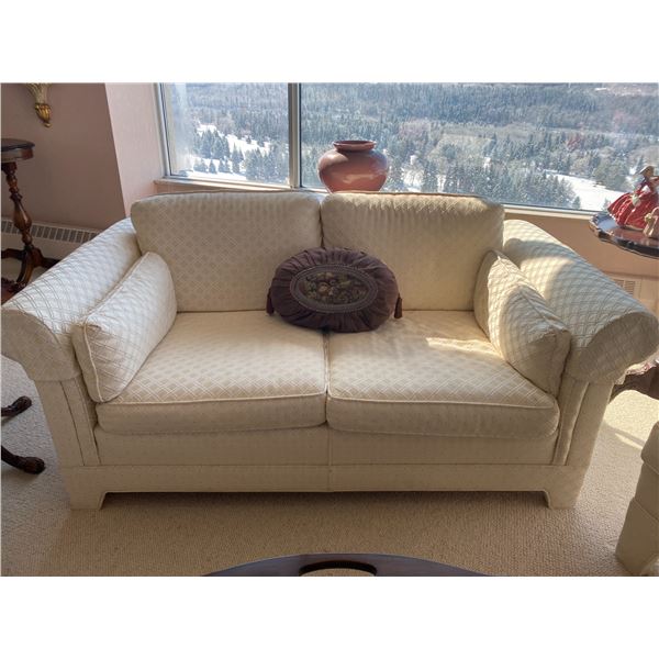 Vintage Cream Coloured Love Seat & Accent Pillows