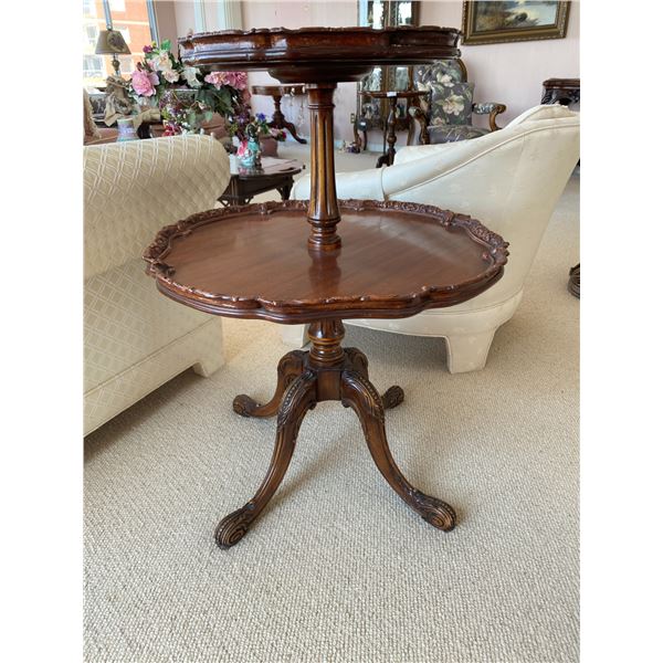 Antique Wood Two Tiered Table