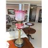 Image 2 : Antique Cranberry Glass Kersosine Lamp with Brass Base