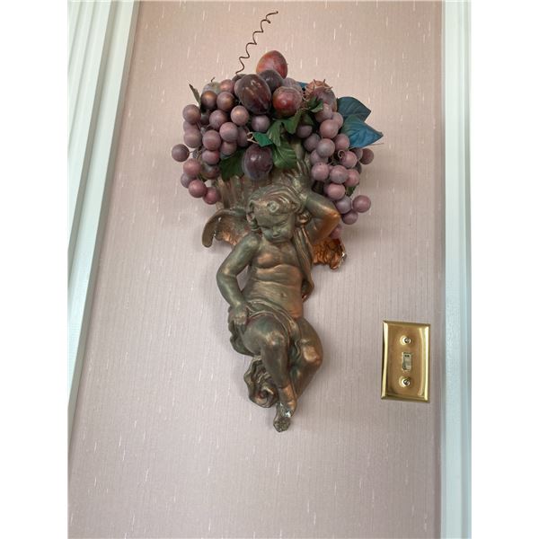 Cherub Wall Sconce with Decerative Fruit