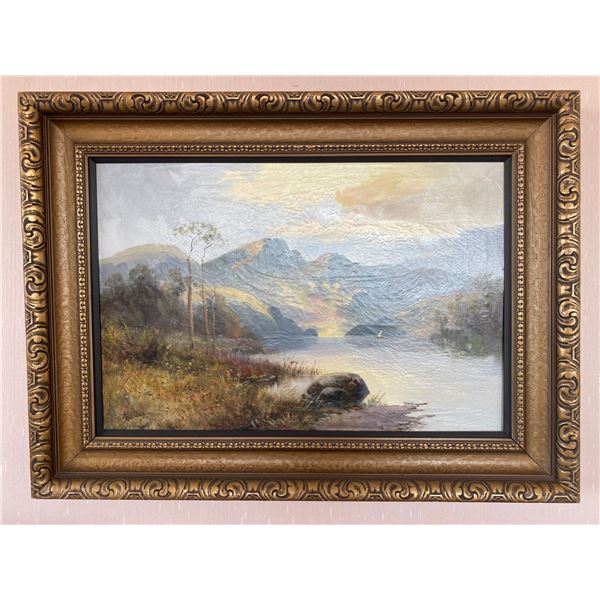 Acryilc on Canvas Painting in a Antique Wood Guilded Frame